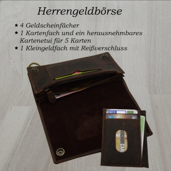 Leder nature "Wild" TRUCKER Portemonnaie mit Hosenkette braun